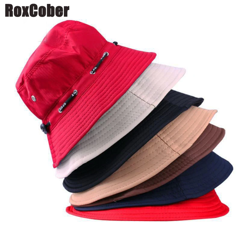 RoxCober الصيف الرجال النساء بلون قبعة في الهواء الطلق دلو القبعات الرياح حبل الثابتة قبعة للشاطئ الصياد قبعات أقنعة تعديل RoxCober الصيف الرجال النساء بلون قبعة في الهواء الطلق دلو القبعات الرياح حبل الثابتة قبعة للشاطئ الصياد قبعات أقنعة تعديل