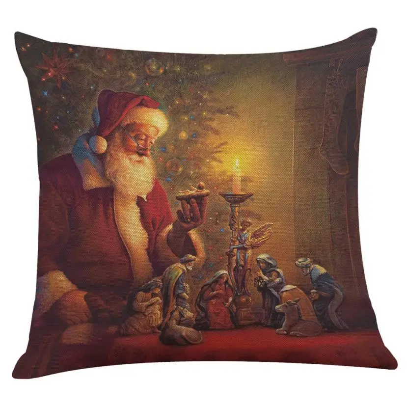 Let It Snow Xmas Style Cushion Cover Merry Christmas! Santa Claus Socks Balloon Home Decorative Pillows Cover Nordic 806 - Цвет: D