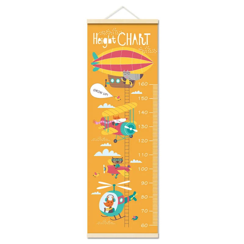 Мультяшная игрушка с рисунком, высота, измерительная линейка, деревянная настенная подвесная милая детская Таблица роста, плакат с принтом, семейный декор, 50x150 см - Цвет: D with Beige Scroll