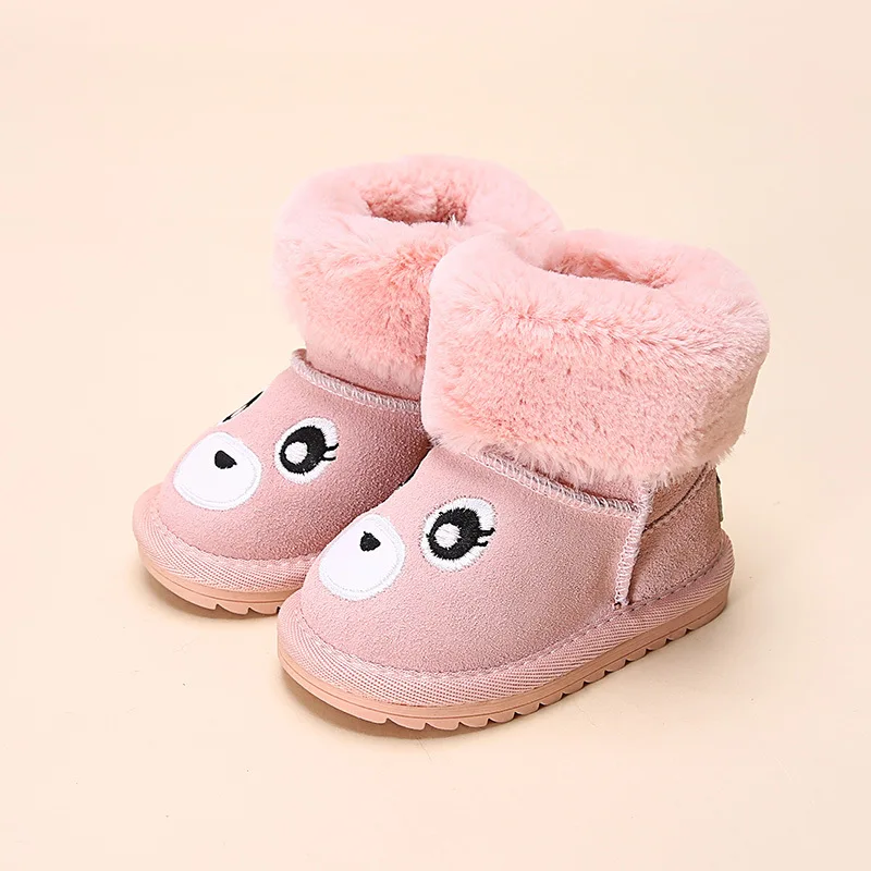 Lovely Bear Girls Winter Shoes With Fur Snow Boots For Toddler Baby