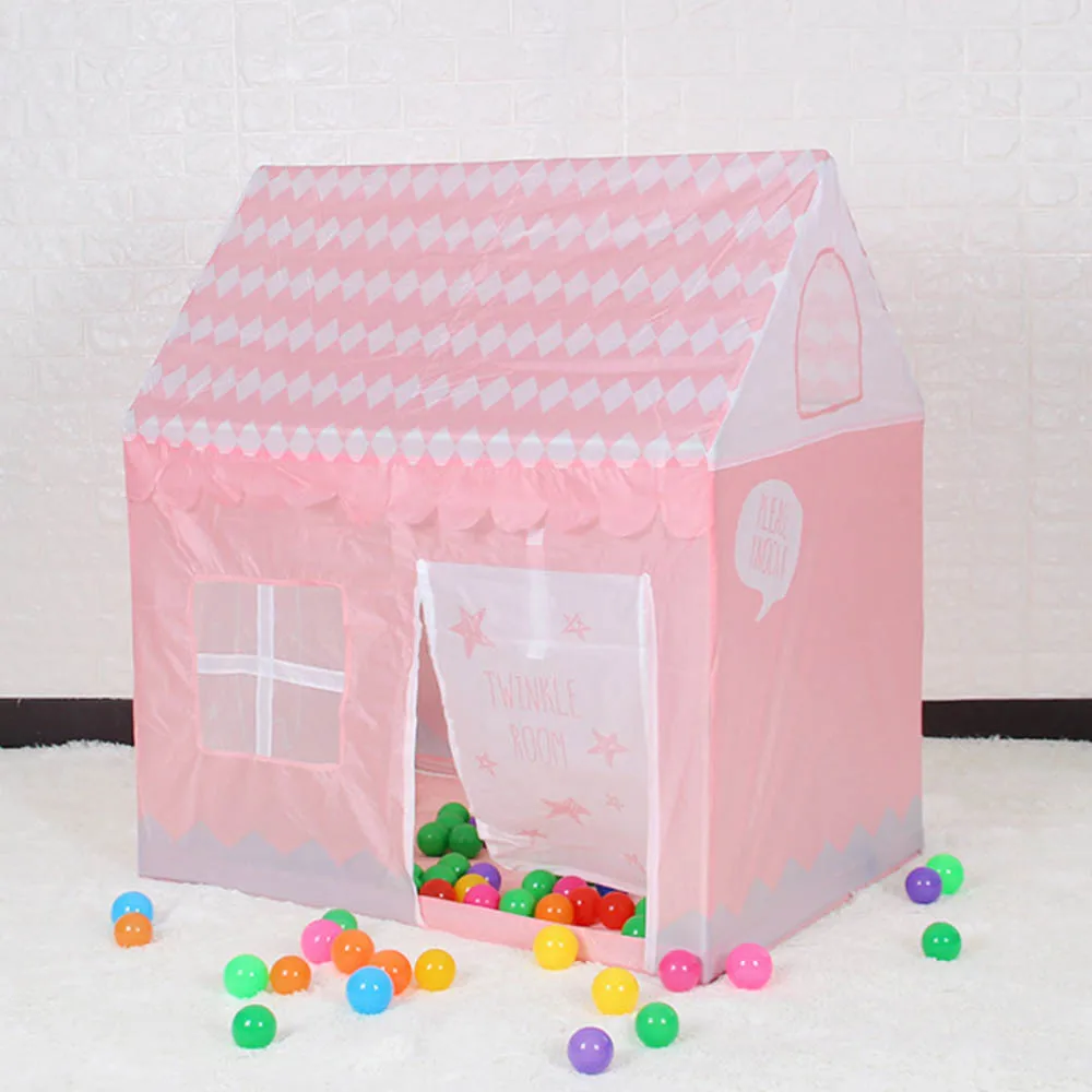 Children's Play Tent Toy Ball Pool Princess Girl's Castle Play House Kids Small House Folding Baby Beach Tent for Kid Pink