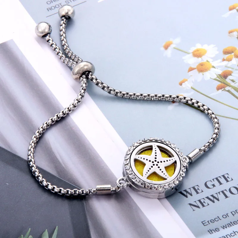 Bracelets bangle Aroma Diffuser Perfume Essential Oil Aromatherapy Lockets jewelry Fashion Crystal bracelet Adjustable