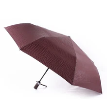 Large Compact Umbrella Promotion For Promotional Gentlemen Three Folding Umbrella Compact Fully Automatic Large Size Imitation Leather High Quality Winfproof Strong Umbrellas