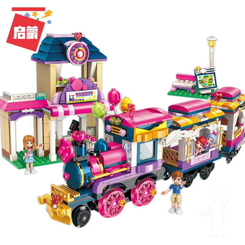 Обучающий строительный блок для девочек друзья Счастливый маленький поезд 690 Обучающие Кирпичи подарок-игрушка для мальчика-без коробки