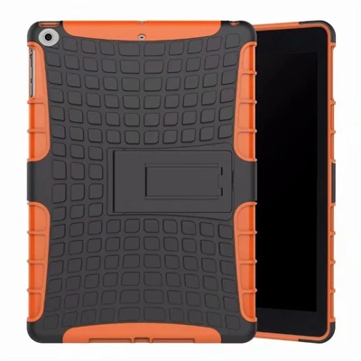 Tablet Case For iPad 9.7'' A1822 A1823 Shockproof Anti-fall Stand Tire pattern Back Cover For Apple iPad Case 9.7 inch - Цвет: Orange