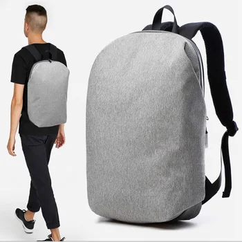 

New 2017 Simple Casual HHD-GJ Zipper Men's Daily Backpack Antiefproof Leather Bottom Laptop Backpack Lightweight Bagpack