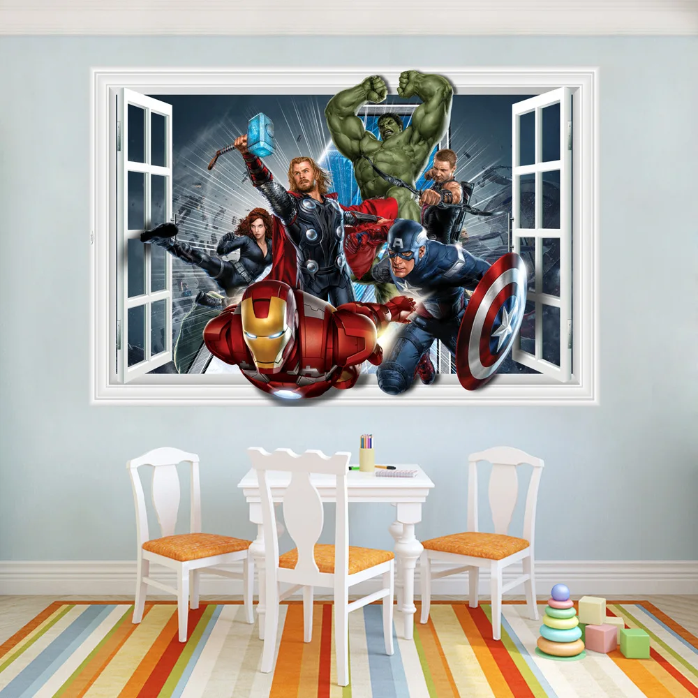 3D window Marvel's The Avengers Iron Man Captain America Hulk Wall