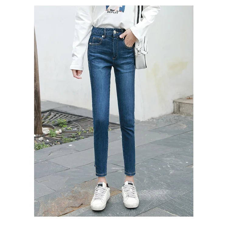 Нерегулярные Винтаж женские джинсы с высокой талией стрейч джинсы женские Штаны Большие размеры мыть случайные тощий голеностопного