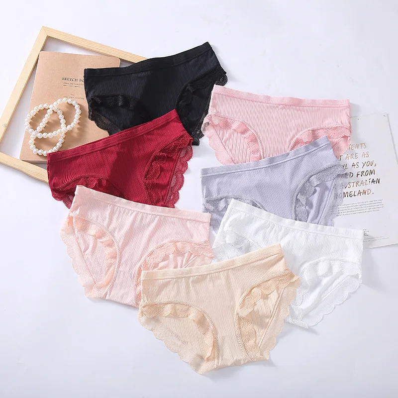 

Women's Briefs Comfortable Panties Lace Mid Waist Underwear Cotton Crotch Panties Sexy Lingerie Underpants