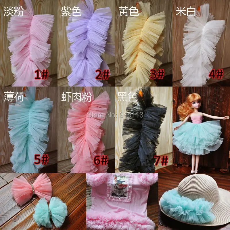 

3yards/lot 9cmPleated lace ribbon Bubble Skirt Ruffle Mesh Lace Lace trimmings for sewing Patchwork lace material LAVO560