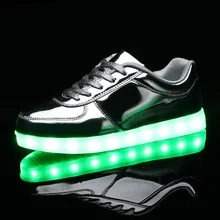 Unisex shoes led shoes for adults zapatos mujer led shoes man 2017 hot fashion breathable led luminous shoes gold siliver
