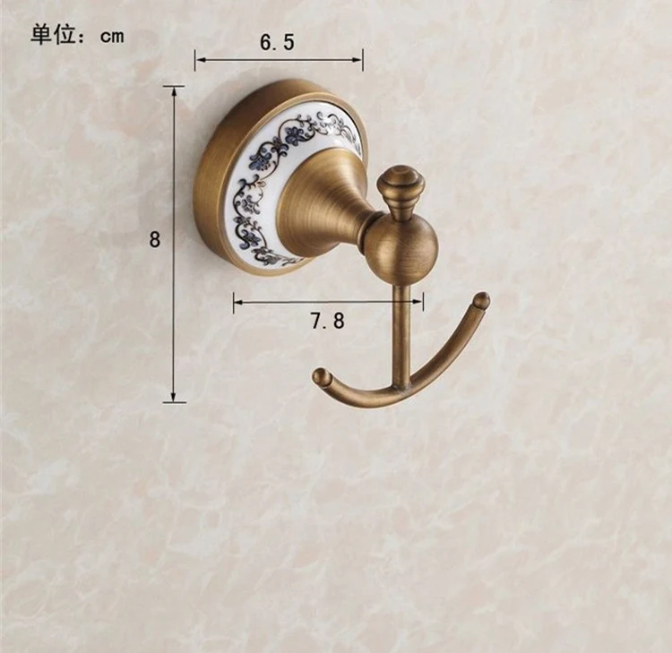 Metal Bathroom Series Antique Towel Bar Robe Hook Copper European Retro Bathroom Shelf Hotel Hardware Pendant Set Wholesale-620 - Цвет: Antique B