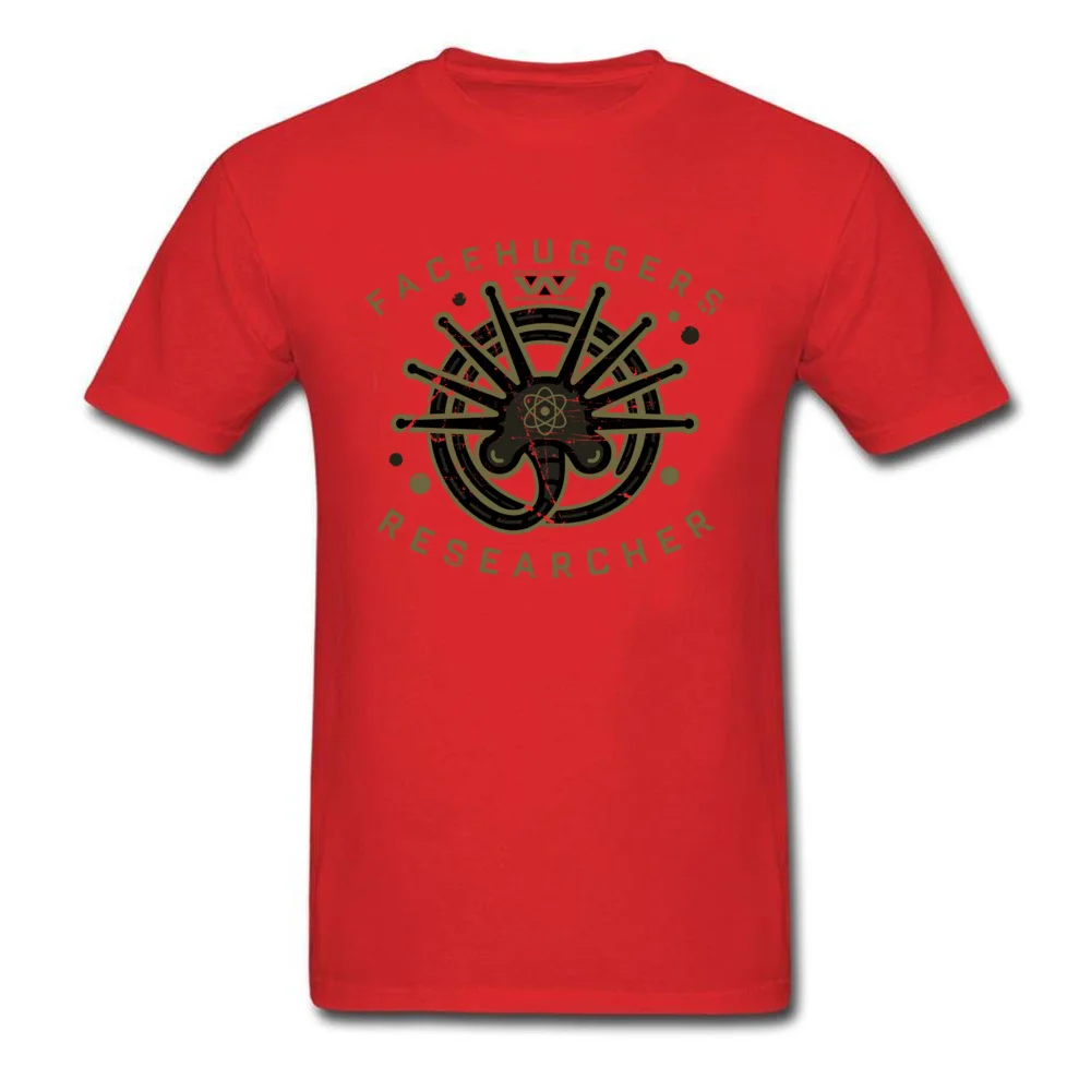 Custom Facehuggers Researcher O Neck T Shirts Summer Autumn Tees Short Sleeve for Men Latest 100% Cotton Normal T-Shirt Facehuggers Researcher red