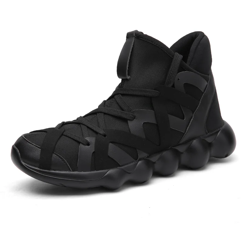 Keloch/ демисезонный осень-зима кроссовки Для мужчин Для женщин кроссовки с высоким берцем для занятий спортом, спортивная обувь размера плюс; большие размеры 36-47 унисекс кроссовки для ходьбы - Цвет: Black sneakers