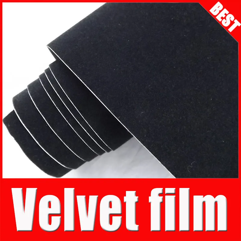 Black Velvet Fabric Wrap Cover For Car Auto 1.35*15m Color Changing