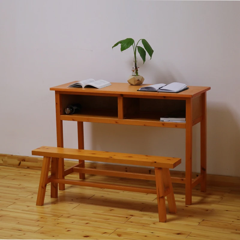 Traditional Chinese children to learn tables wood desk student chair