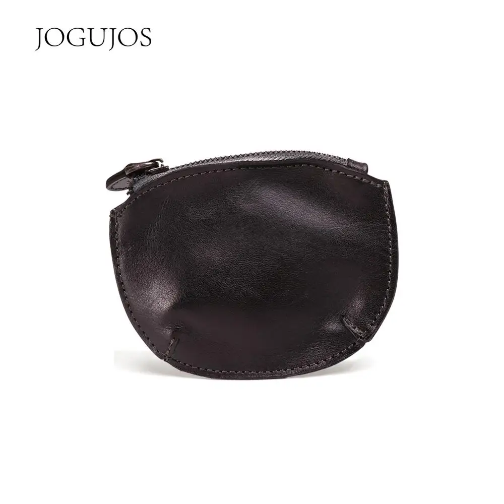 

JOGUJOS Men Vintage Wallet Genuine Leather Unisex Coin Purse Pouch Women Men Zipper Short Business Card Holder Pochette Wallet