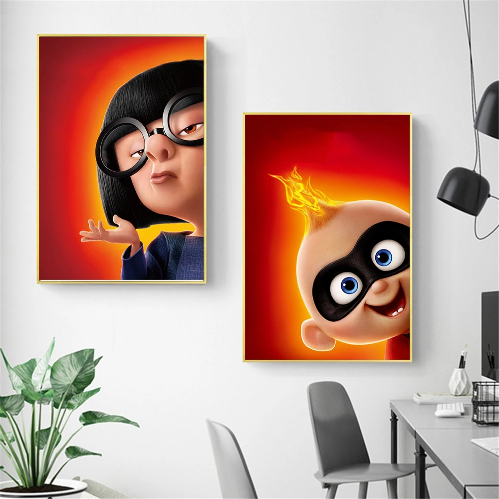 

Movie Poster The Incredibles Elastic to superwoman to save the world Canvas Painting Wall Pictures for Living Room Cuadros