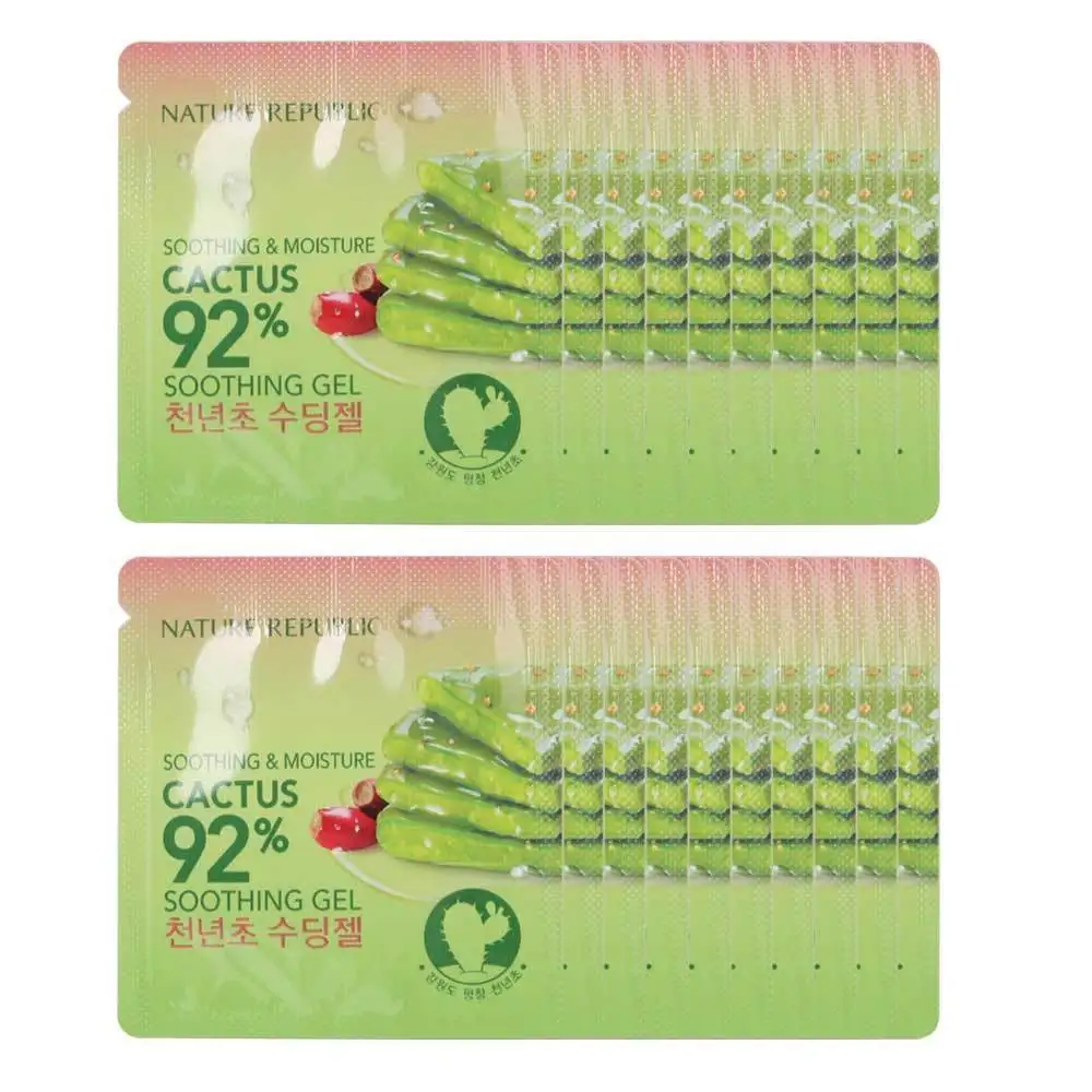 

Korean Cosmetics Nature Republic Cactus 92% Soothing Gel Sample 2ml 20pcs/lot Moisturizing Whitening Cream Acne Scar Face Care