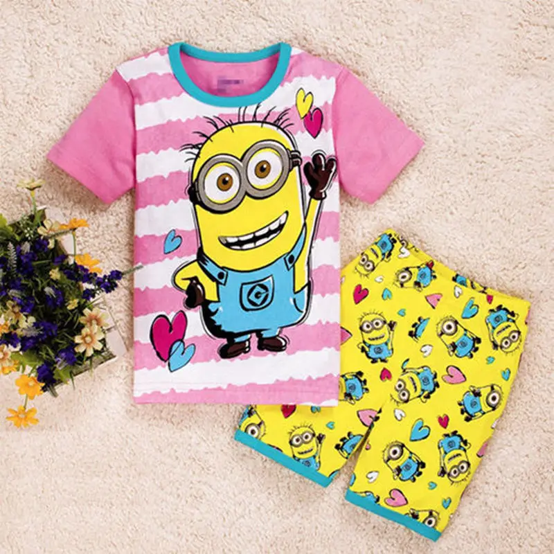 15 видов стилей детская одежда из хлопка детские пижамы с принтом миньонов одежда для сна для мальчиков и девочек Детские комплекты одежды для сна с изображением Губки Боба