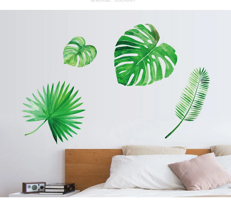 DIY Пальмовые Листья тропические листья рафии настенные наклейки виниловая настенная живопись для детской комнаты наклейки на стены домашний Декор Гостиная