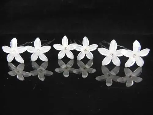 Wholesale 200pcs/lot New White Flower Crystal Rhinestone Hair Pins Elegant Wedding Bridal Party Prom Hairpins Hair Accessories