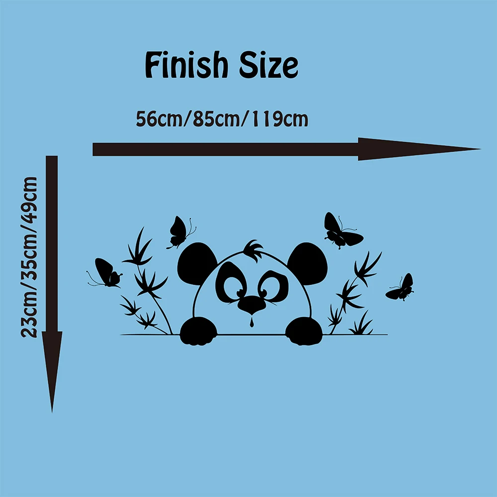 Cartoon Panda Bamboo Tree Wall Decals Kids Room Bedroom Bear Panda Animal Forest Butterflies Wall Sticker Vinyl Baby Nursery Art (1)