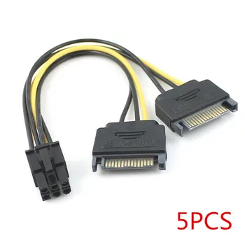 

5PCS/lot Dual two SATA 15 Pin Male M to PCI-e Express Card 6 Pin Female Graphics Video Card Power cy 15cm
