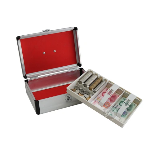 plastic aluminum Money Counter case Cash Box with Combination Lock and Money Tray-Removable money compartment tray