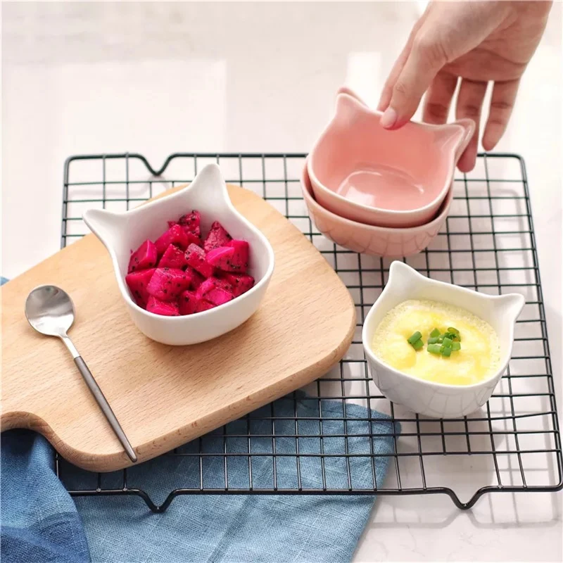 

Ceramics Design Cat Shape Children Tableware 1pc Food Supplement Bowl For Babies Eco-Friendly Solid Kids Training Bowl Z845