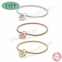 TIF pan 925 пробы Серебряный браслет для женщин, Круглый классический логотип Роскошные Модные женские ювелирные изделия подарок