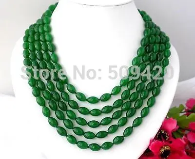 

Wholesale jewe 652>>Long 100" 12mm nature ellipse green jade necklace