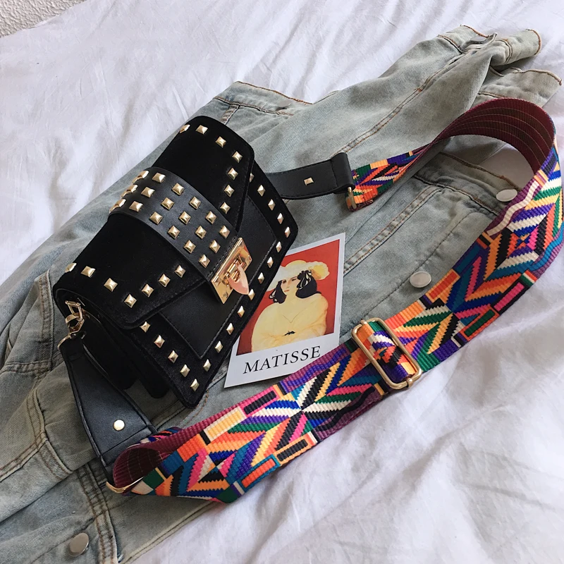 

Fashion Trend Design Rivet Color Woven Shoulder Strap Corduroy Female Crossbody Messenger Bag Shoulder Bag Handbag louis gg bag