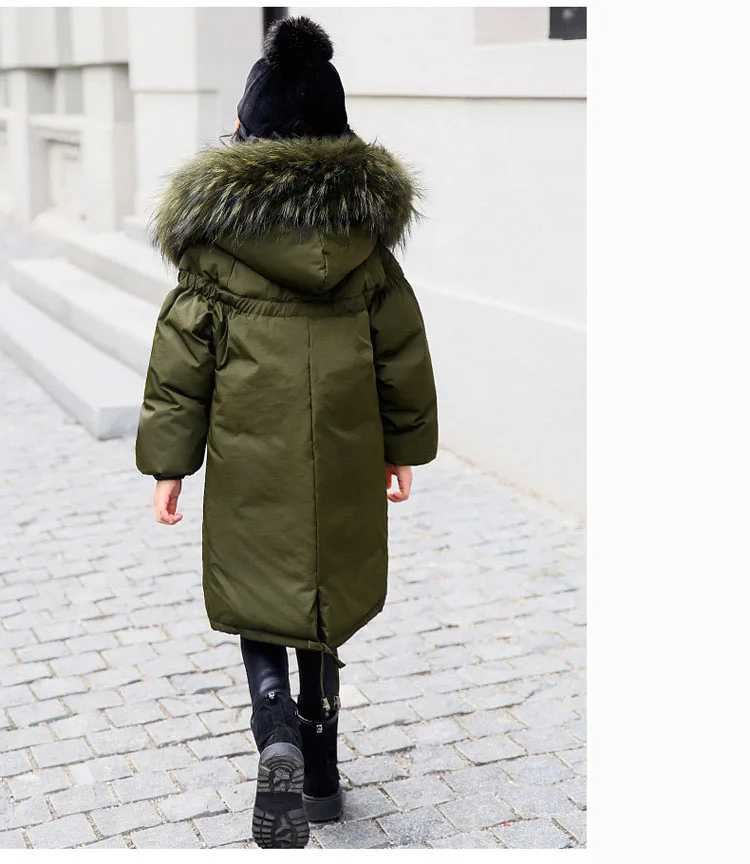 big winter jackets girls black green brown down children coats and jackets fur hooded long warm thick duck down kids outerwear 4 5 6 7 8 9 10 11 12 13 14 15 16 17 years little big girls winter jackets children girl winter coats  (9)