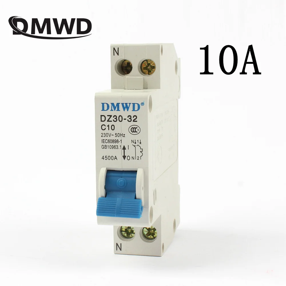 Мини автоматический выключатель DMWD DPN Mini DZ30 32 1P + N 10A 220 В 230 50 Гц 60 остаточного тока
