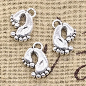 

12pcs Charms Doubled Foot Feet 19x16mm Antique Silver Color Pendants DIYCrafts Making Findings Handmade Tibetan Jewelry