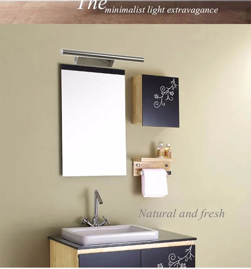 Modern 21pcs SMD 5050 5w LED Front Mirror Light 40cm Bathroom Lamp Stainless Steel Painting Wall Lights For Dresser Hotel