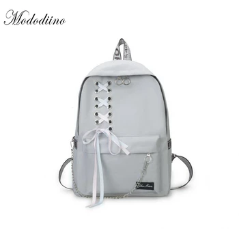 

Mododiino Fashion Big Capacity Shopping Bag Laptop Backpack Ribbon Rucksack Canvas Bags Student Personality Women's Bags DNV0639