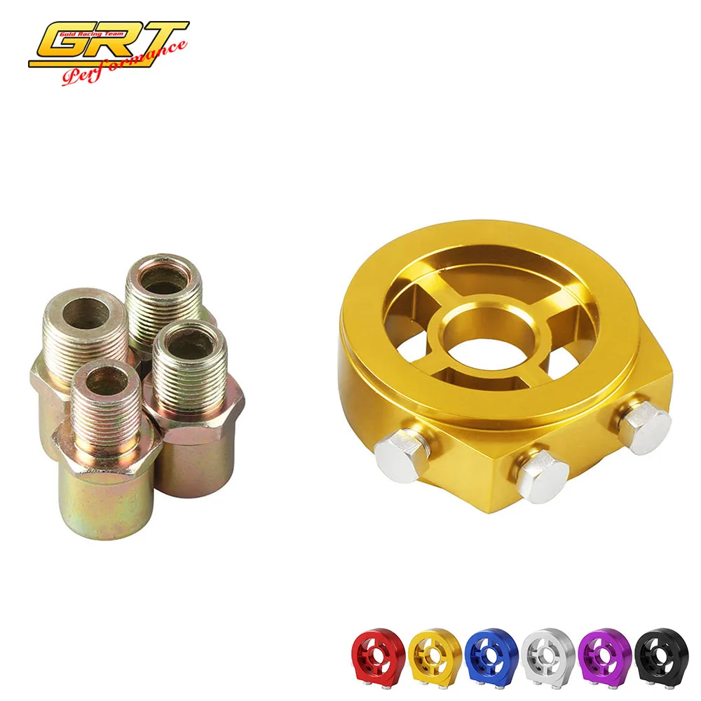 

Oil Filter Cooler Aluminum Racing Oil Pressure Gauge Sandwich Plate Adapter For Most Vehicles