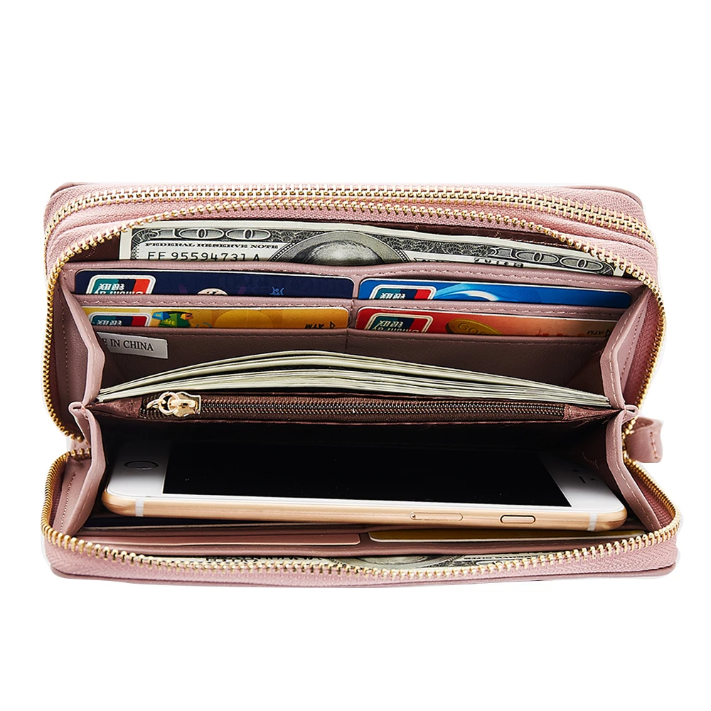 EYES IN LOVE Double Zipper Wristband Long Clutch Wallets For Women Large Capacity Card Holder Purse Phone Pocket Wallet Female EYES IN LOVE Double Zipper Wristband Long Clutch Wallets For Women Large Capacity Card Holder Purse Phone Pocket Wallet Female