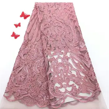 

High Quality Nigerian Lace Fabrics 2019 African French Net Lace Fabric Aso Ebi Embroidered Tulle Mesh Lace Fabric For Dress