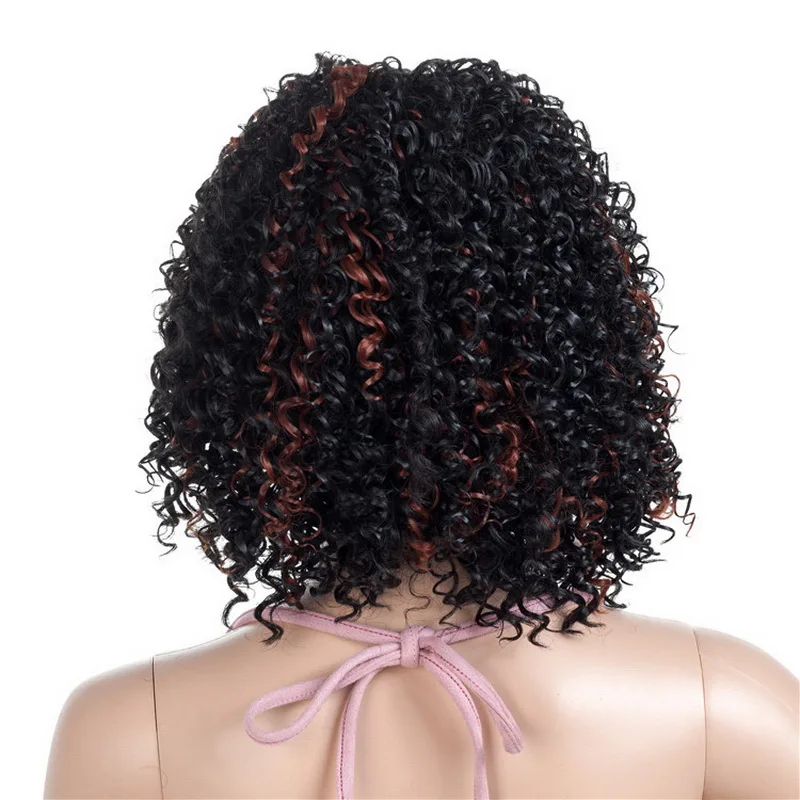 Yiyaobess 14 дюймов светильник золотой коричневый высокий светильник афро кудрявый парик короткие натуральные синтетические волосы афро-американские парики для женщин