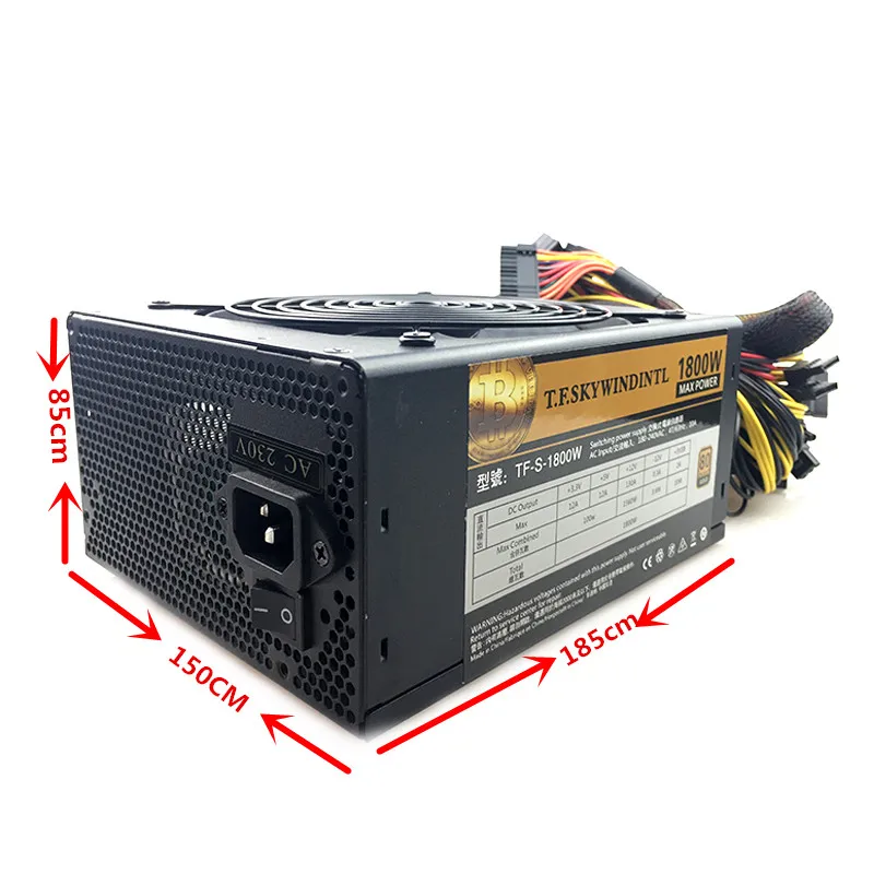 1800W ATX ETH ZCASH MINER Power Supply 1800W 12V 125A Asic Bitcoin miner For p104 p106 RX 470/480 RX 570/580 6 GPU CARDS