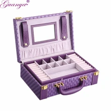 Guanya Patrón Trenzado Collar de La Joyería De Almacenamiento Portátil Caja de Embalaje Collar Pendientes Anillos Organizador Caja Para Regalo de Las Muchachas