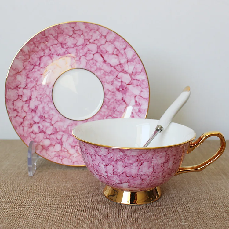 GLLead Европейский контур керамические золотистые кофейные чашки и блюдце набор Мода костяного фарфора чайные чашки креативная чайная чашка из фарфора