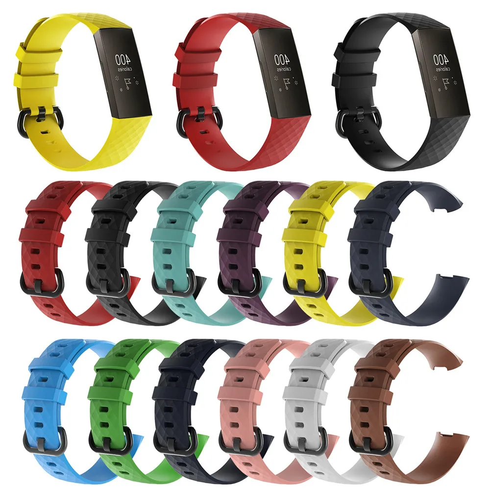 

Replacement Silicone Sports Watch Strap For Fitbit Charge 3 Fitness Activity Tracker 13 Colors Wristband Strap Bracelet Bands