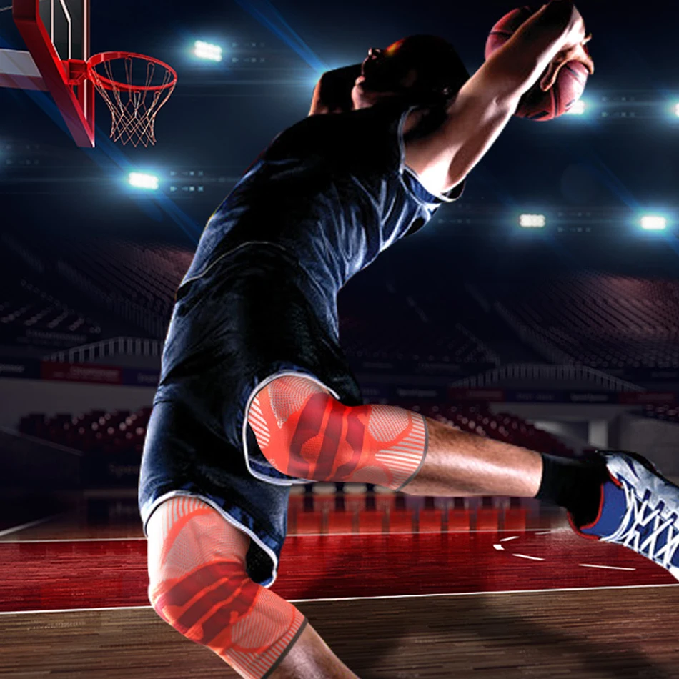 REXCHI Эластичные Силиконовые Мягкие баскетбольные наколенники Поддержка коленный фиксатор наколенники для фитнеса снаряжение волейбол Спорт протектор
