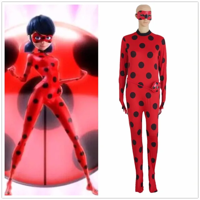 Buy Miraculous Ladybug Cosplay Costume+Mask+Bag jumpsuit Pajamas free shipping