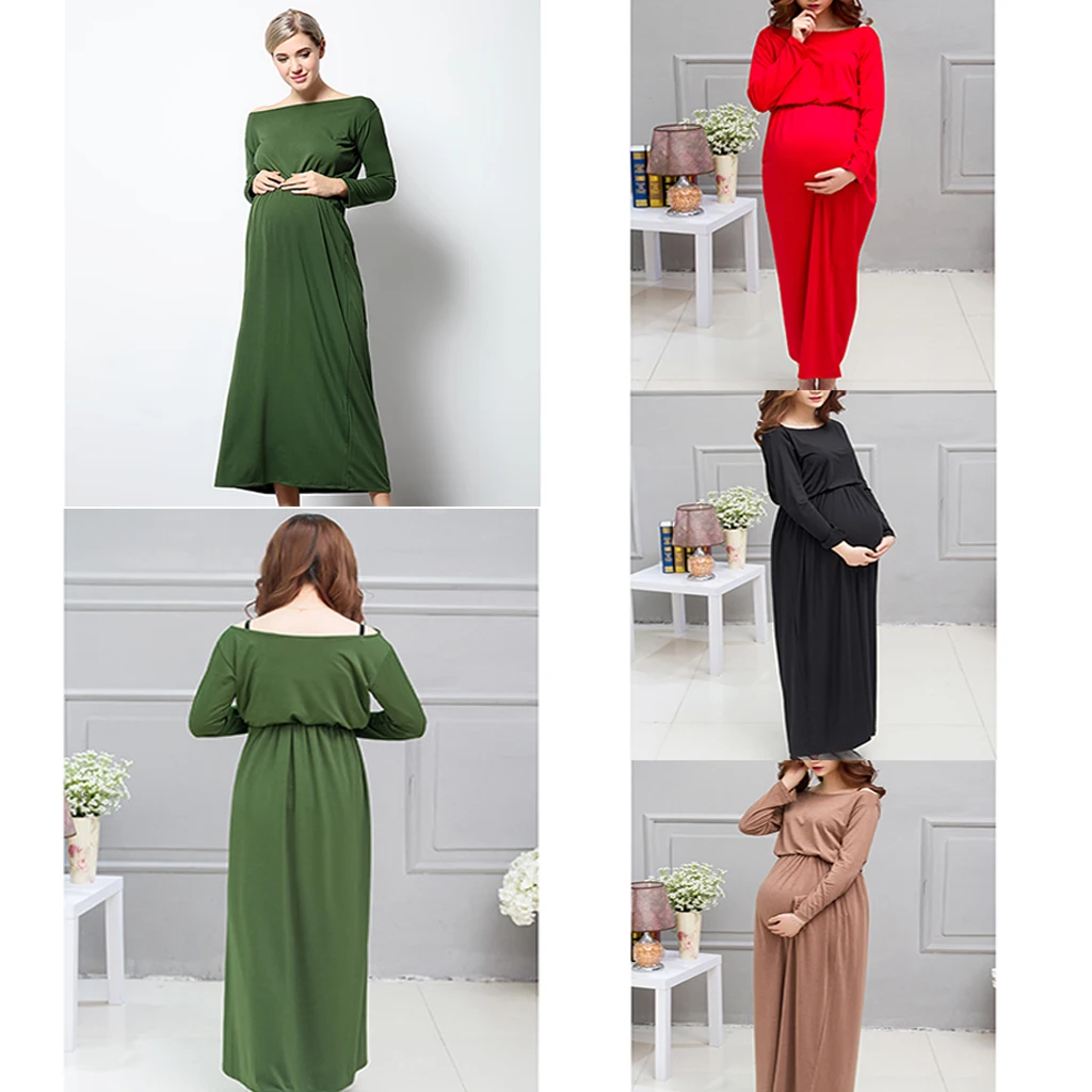 

Women Elastic Waist Maxi Maternity Dress Pregnant Photography Photo Props Shoot