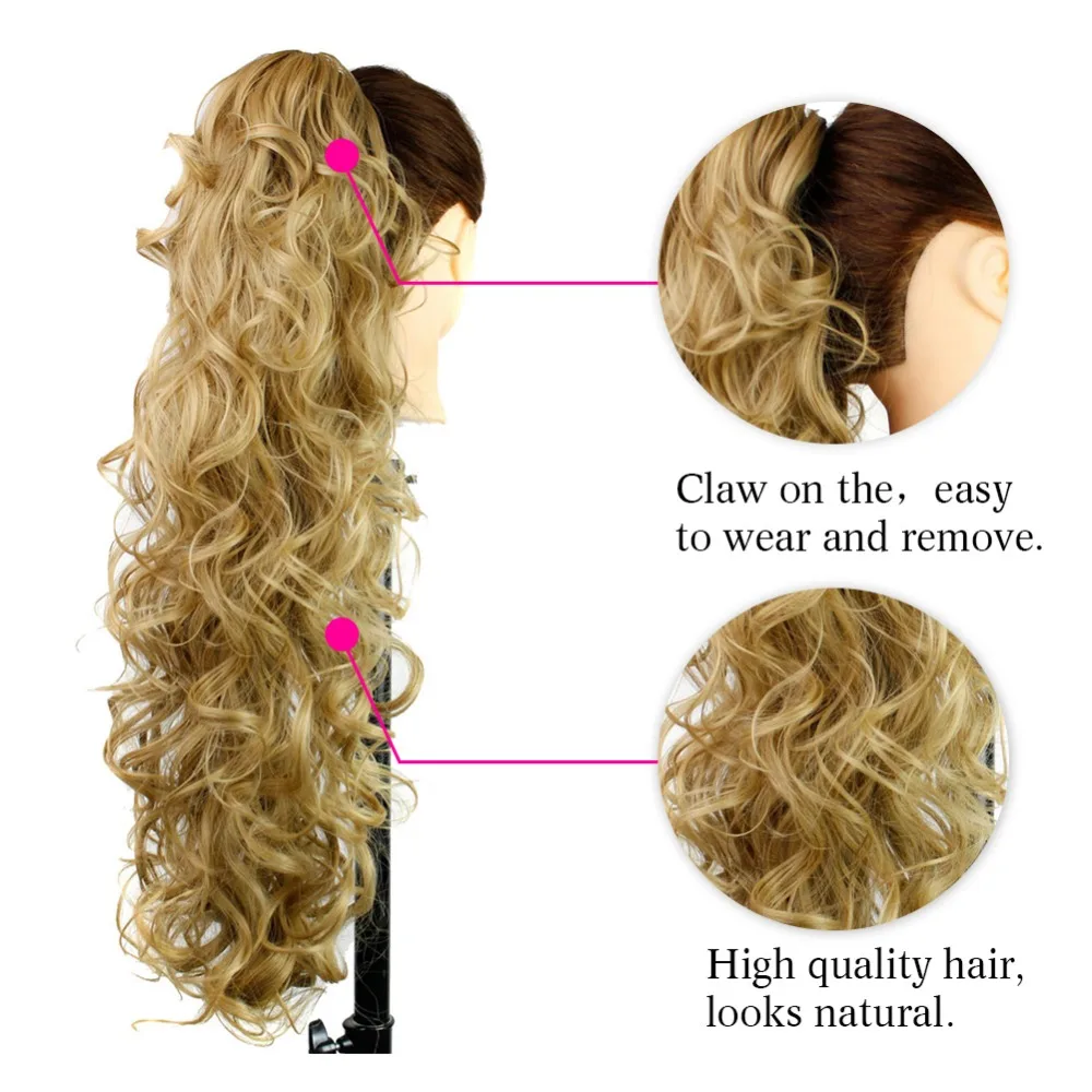 Deyngs 75cm Long Curly Ponytail 220g Artificial Synthetic Tress Claw In Pony Tail Hair Extension Natural False Women's Hairpiece